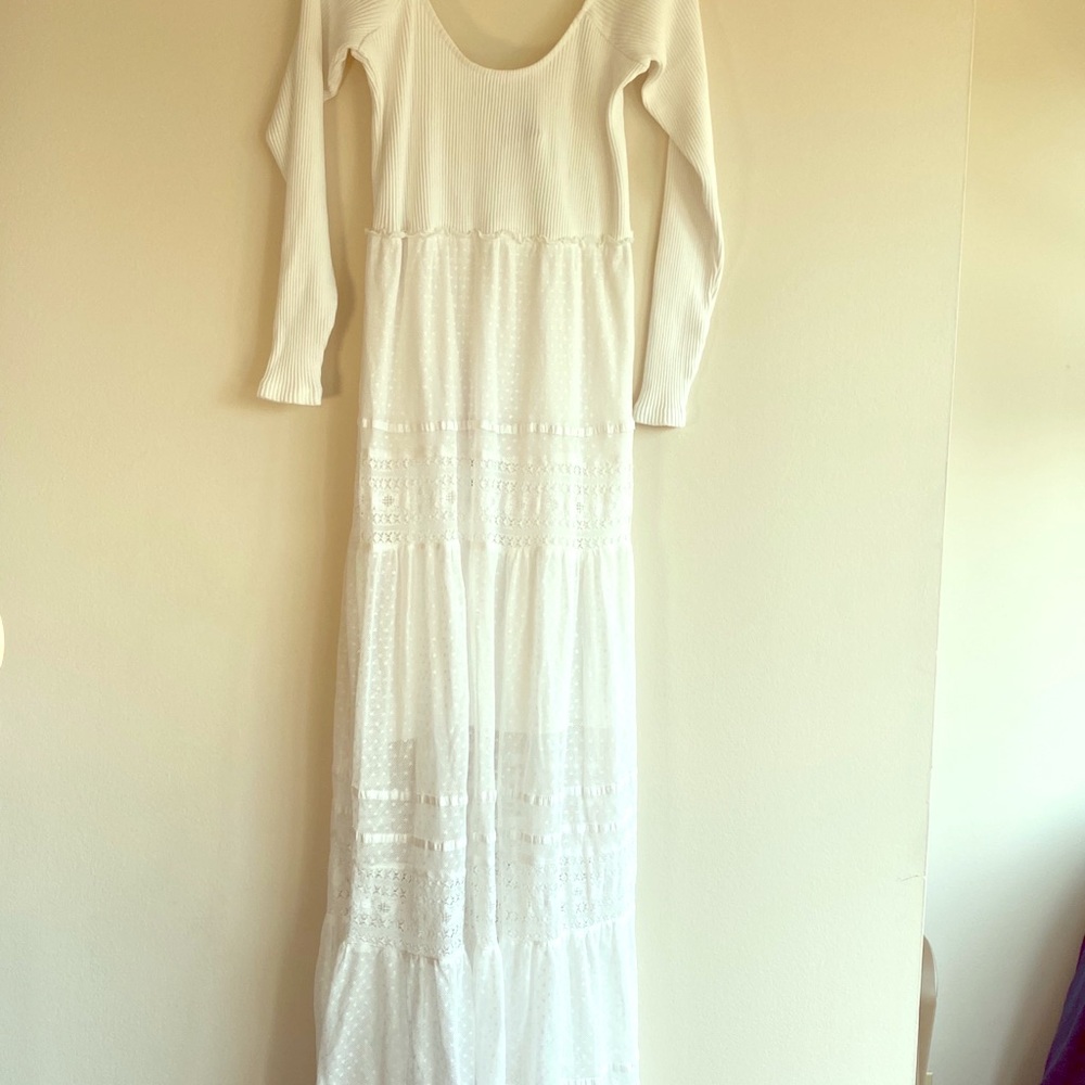 New White Lace Free People Maxi Dress